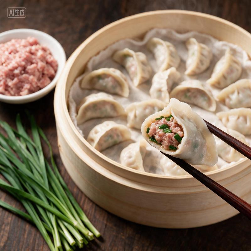 猪肉韭菜蒸饺